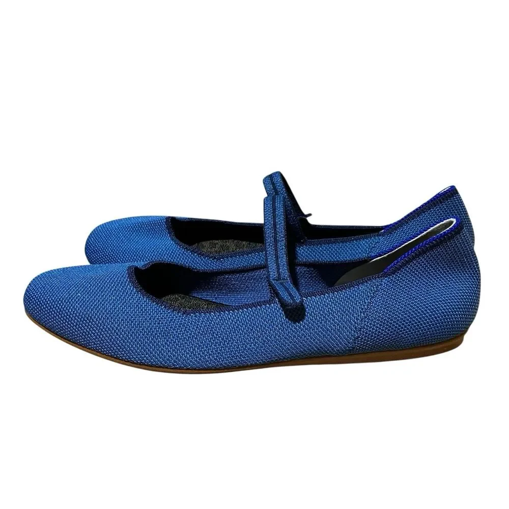 Rothy’s Blue Square Toe Mary Jane Ballet Flats Womens 8‎ Clean Girl